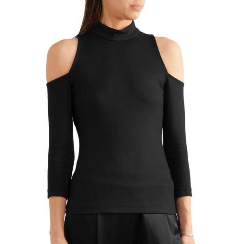 L’agence Sasha Ponte Cold Shoulder Top Black Size Small Nwt